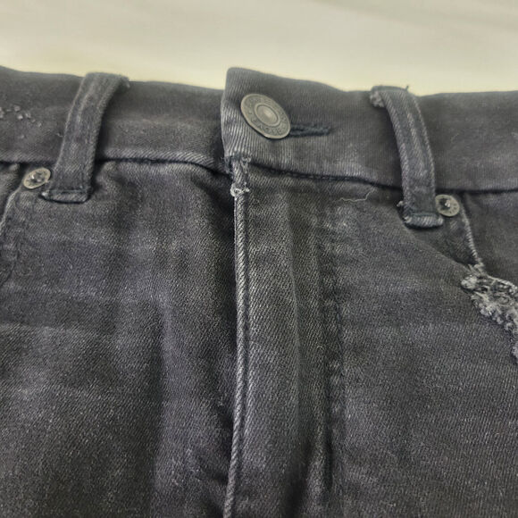 American Eagle Denim Mini‎ Skirt Womens 00 Charcoal Destroyed Raw Hem Distressed - Picture 9 of 15